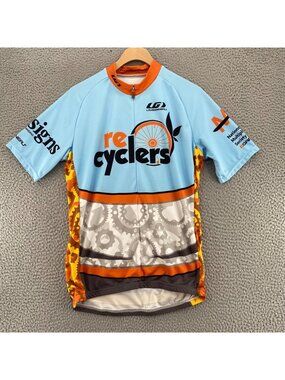 Louis Garneau Top Womens XXL Mens Large Blue ReCyclers 1/2 Zip Stretch Pockets